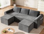 Cloud Sectional Couch with 2 Ottomans & 3 Pillows, Boneless Couches for Living Room, U Shaped Sectional Sofa Deep Seat Comfy Couch for Small Spaces, No Assembly Required, 72h to Restore - Image 2