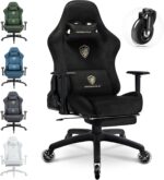 Dowinx Gaming Chair,Breathable Suede Fabric Game Chair with 3D Armrest and PU Wheels,Big and Tall Gaming Chair with Massage Lumbar Support,Ergonomic Computer Chair with Footrest,Black - Image 2