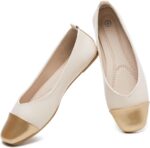 Eydram Ballet Flats Shoes for Women PU Leather Dress Shoes Square Toe Black White Flats for Women Dressy Comfortable for Walking Office Party - Image 2