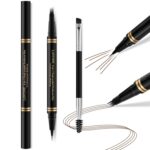Eyebrow Pen,2-in-1 Waterproof Eyebrow Pencil with 4 Tip Microblading Brow Pen and Ultra-Precise Brow Pencil,with Dual-ended Eyebrow Brush,Eyebrow Makeup for Natural Looking - Dark Brown - Image 2