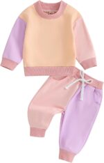Fernvia Toddler Baby Girl Clothes 3 6 9 12 18 24 Months Fall Outfits Solid Long Sleeve Sweatshirt Tops + Pants Set - Image 2