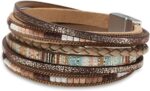 Fesciory Leather Wrap Bracelets for Women, Boho Leopard Multi-Layer Crystal Beads Cuff Bracelet Jewelry - Image 2