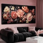 Flower Wall Decor Pink and White Botanical Painting Home Decor Aesthetic Framed Artwork for Living Room Bedroom Office Room Decor 24"x 48" - Image 2