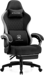 GTPLAYER Office Chair, Gaming Computer Desk Fabric Chair with Footrest, High Back Ergonomic Office Chair with Pocket Spring Lumbar Support and Linkage Armrests Adjustable Height Swivel for Home Task - Image 2