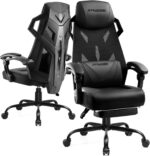 GTRACING Gaming Chair, Computer Chair with Mesh Back, Ergonomic Gaming Chair with Footrest, Reclining Gamer Chair with Adjustable Headrest and Lumbar Support for Gaming and Office (Black) - Image 2