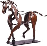 Handmade Horse Statue - Unique Rustic Decor for Office & Home - Hand-Painted Metal Sculpture - Perfect Handicraft Gift for Horse Lovers (Brown) - Image 2