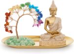 INNOLITES 7 Chakra Crystal Tree and Buddha Statue Set, Yoga Meditation Decor, Money Tree and Buda Statues for Home Living Room Office Shelf Decoration Wealth and Luck - Image 2