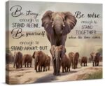 Inspirational Elephant Canvas Wall Art Be Strong African Elephants Print Poster Framed Painting Artwork for Home Bedroom Living Room Wall Decoration 8x10 Inch - Image 2