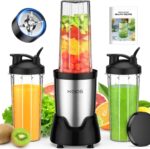 KOIOS Blender for Smoothies,Personal Blender for Shakes and Smoothies with 3 * 22oz To-Go Cups,22000 RPM Smoothie Maker,Detachable 6-leaf Blade Portable Blenders for kitchen,Black - Image 2