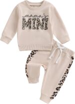Kupretty Baby Girl Fall Winter Clothes Toddler Outfit Letters Graphic Crewneck Sweatshirts + Joggers Pants Set - Image 2