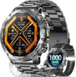 Military Smart Watches for Men, 1.7″ Smartwatch with 1000 mAh Battery/2 Straps/Led Flashlight/Heart Rate/Sleep Monitor 100+ Sport Modes, Answer/Make Calls Fitness Watch for Android/iPhone - Image 2