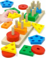 Montessori Toys for 1 2 3 Year Old Boy Girl, Toys for Ages 2-4 Toddlers Kids Baby, 1 2 Year Old Birthday Gifts, Wooden Learning Puzzles Shape Sorter Toy for Toddlers 1-3 - Image 2
