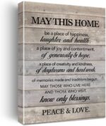 New Home Wall Art May This Home Be a Place of Happiness Canvas Print Inspirational Quote Framed Painting for Wall & Tabletop Decor Housewarming Gift - Image 2