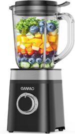 OMMO Blender, Professional Smoothie Blender with 4 Stainless Steel Blades, 50oz Glass Blenders for Kitchen with 2 Speed&Pulse, Dishwasher Safe for Ice Crush, Smoothies, Nuts, Frozen Drinks and Fruits - Image 2
