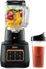 Oster Extreme Mix Blender, 64oz Glass Jar, 3 iBlend Preset Functions, 1600-Watts, 10-Point Blade Stack with Titanium Coating & 24oz Blend-N-Go Cup - Image 2