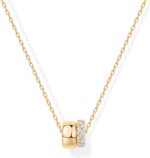PAVOI 14K Gold Plated Pendant Necklace for Women | Two Distinct Rondelle Pendants with Cubic Zirconia | Sliding Chain Pendant | Trendy Fashion Jewelry - Image 2