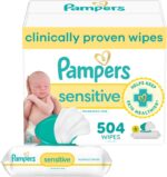 Pampers Baby Wipes Sensitive, Water Based Hypoallergenic and Unscented 504 Total (6 Flip-Top Packs) - Image 2