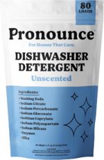 Pronounce Dishwasher Detergent - Cleaner Ingredients, Fragrance Free - Ultra Concentrated Dish Soap, Cuts Grease and Grime, Dishwasher Pods Alternative (Residue-Free). (80 Loads, Unscented) - Image 2
