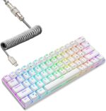 RK ROYAL KLUDGE RK61 60% Mechanical Keyboard with Coiled Cable, 2.4Ghz/Bluetooth/Wired, Wireless Bluetooth Mini Keyboard 61 Keys, RGB Hot Swappable Red Switch Gaming Keyboard with Software - White - Image 2