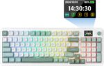 Redragon K719 Wireless Gasket Gaming Keyboard w/Hype Screen & Knob, 95 Keys Mechanical Keyboard, Easy-Control 1.14’’ TFT Info Display, 5-Layer Noise Dampening, Custom Linear Switch, Jade Cloud Color - Image 2