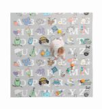 Regalo 77"x71" Extra Large Alphabet Play Mat for Babies and Toddlers, Alphabet Animal and Object Learning Mat, Non-Toxic Waterproof Foam Design, Reversible, Foldable for Easy Storage, Wipe Clean, Gray - Image 2