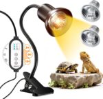 Reptile Heat Lamp, Heat Lamp with Clamp, UVA UVB Reptile Light with Intelligent Cycle Timer for Turtle, Bearded Dragon, Lizard and More, 2 Bulbs 50W+75W - Image 2