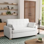 Serta Ainsley 72.6" Convertible Sleeper Sofa, Queen Size, Dreamcoil Comfort, Soft Woven Fabric, Oyster - Image 2