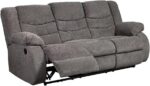 Signature Design by Ashley Tulen Modern Manual Pull Tab Reclining Sofa, Dark Gray - Image 2