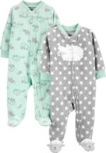 Simple Joys by Carter's unisex-baby 2-pack Neutral Fleece Footed Sleep and Play - Image 2