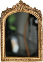 Small Gold Vintage Wall & Tabletop Mirror, 10' x 7', Art Deco Style, Antique Gold Resin Frame - Image 2