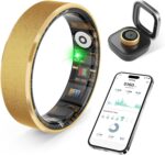 Smart Health Ring, Featuring Heart Rate, Stress and Sleep Monitoring Functions, Compatible with iPhone and Android, Waterproof Fitness Tracker for Women & Men, No Subscription Fee. (Gold, 9) - Image 2