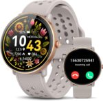 Smart Watch for Women Men, for Android iOS with Sleep Monitor, Pedometer Fitness Tracker, Bluetooth Call, IP68 Waterproof, 112+ Sport Modes Calorie Counter Round Face Smartwatch (Caramel Gold, 1.39) - Image 2