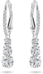 Swarovski Stilla Attract Trilogy Drop Pierced Earrings with White Crystals on a Rhodium Plated Setting with Hinged Closure - Image 2
