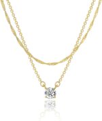 Tewiky Dainty 14k Gold Plated/Silver Cubic Zirconia Necklaces for Women, Simple CZ Jewelry Necklaces Trendy Gifts - Image 2