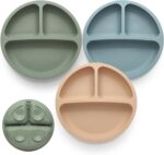 Toddler Plates 3 Pack, Divided Suction Plates for Baby, 100% Food Grade Silicone Baby Plates, Non-Slip, Baby Led Weaning Supplies, Microwave & Dishwasher Safe - Image 2