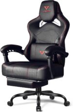 VITESSE Big and Tall Gaming Chair 400lb Weight Capacity with Footrest, Ergonomic Video Game Chair for Adults with Oversized Headrest and Lumbar Pillow, Computer Chair Gaming for Office (Black+Red) - Image 2
