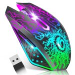 VersionTECH. Wireless Gaming Mouse, Rechargeable Computer Mouse Mice with Colorful LED Lights, Silent Click, 2.4G USB Nano Receiver, 3 Level DPI for PC Gamer Laptop Desktop Chromebook Mac-Black - Image 2