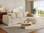 YITAHOME 107 Inch Cloud Modular Sofa with L-Shape Chaise, Deep Seat & 3 Pillows, Corduroy Couch for Living Room Bedroom, No Assembly Needed, Milky White - Image 2