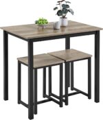 Yaheetech 3 Piece Dining Table Set - Kitchen Table & Chair Sets for 2 - Compact Table w/ 2 Stools & Space Saving Design for Dining Room Living Room Kitchen, Gray - Image 2