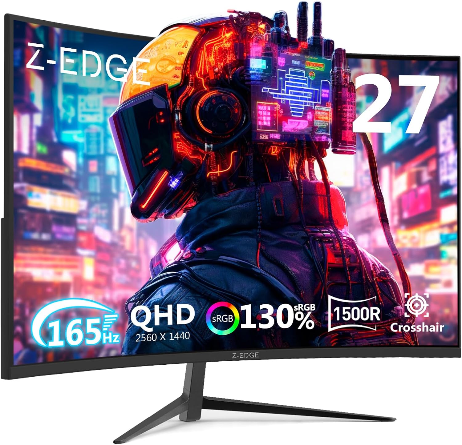 Z-Edge 27 inch Curved Gaming Monitor, QHD 1440P 165Hz 144Hz Curved 1500R Computer Monitor, MPRT 1ms Monitor Gaming, 16.7M Colors, UG27Q Frameless Bezel, 2X DP 1.4 Ports and 2X HDMI 2.0 Ports - Image 2