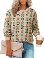 ZESICA Women's Long Sleeve Crewneck Sweater 2025 Fall Printed Cute Oversized Knitted Pullover Tops Trendy Clothes - Image 2