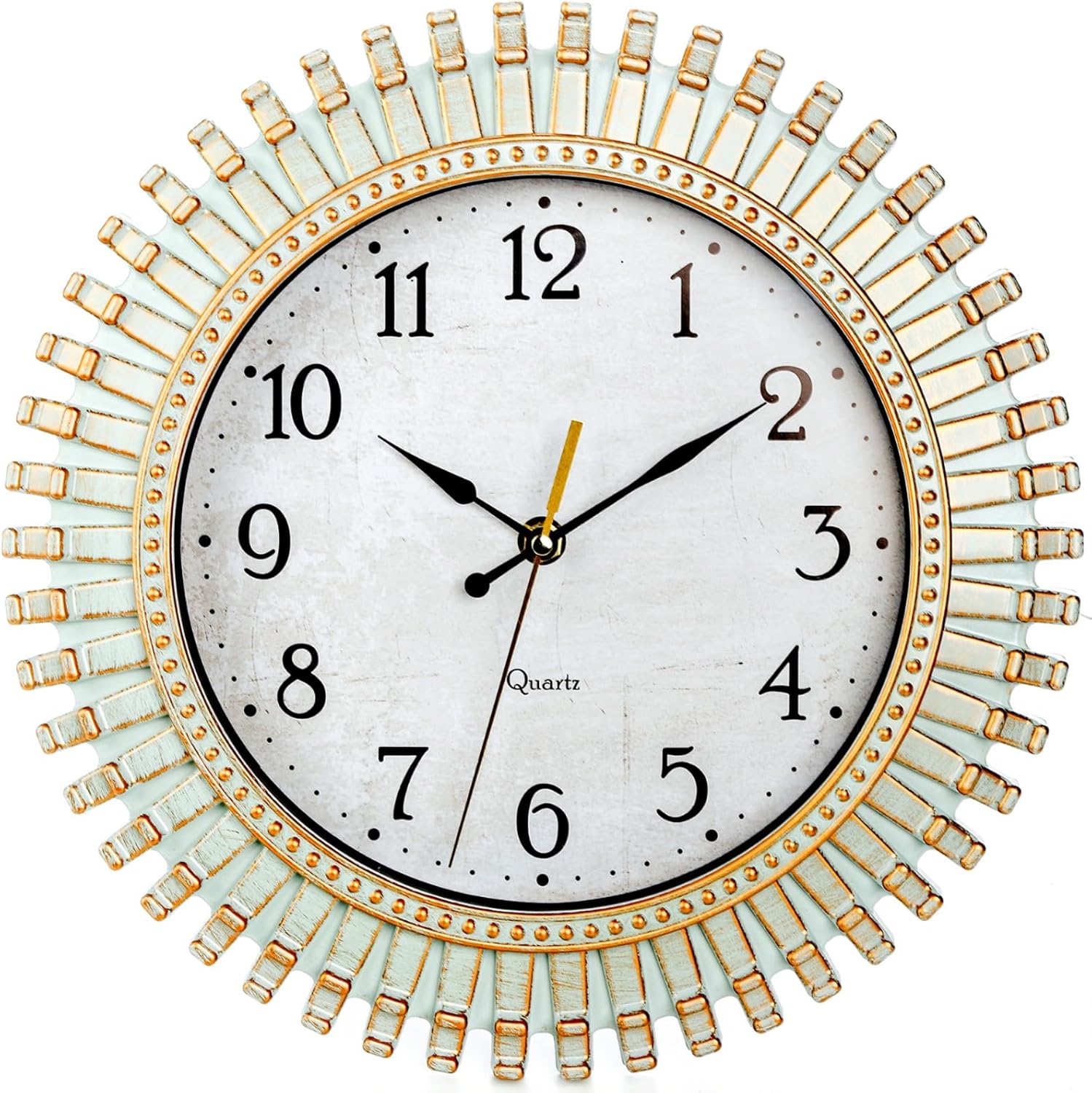 12" Retro Wall Clock, Silent Non-Ticking Round Clock, Aqua Battery Operated Quartz Clock, Plastic Vintage Clocks for Living Room Bedroom Kitchen Home Office Classroom School Decor - Image 2