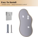 WEER Irregular Wall Mirror, 20x36 inch Gold Asymmetrical Mirror Wall Mounted Mirrors Decorative, Abstract Wavy Aluminum Alloy Frame Mirror for Bathroom, Bedroom, Living Room, Entryway - Image 7