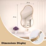 WEER Irregular Wall Mirror, 20x36 inch Gold Asymmetrical Mirror Wall Mounted Mirrors Decorative, Abstract Wavy Aluminum Alloy Frame Mirror for Bathroom, Bedroom, Living Room, Entryway - Image 8