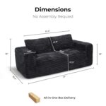 LIKIMIO 71" Cloud Loveseat Sofa in a Box, No Assembly Required Comfy Deep Seat, Modern Small Couch with Plush Fabric for Living Room, Bedroom, Apartment, Home Office, Black - Image 3