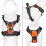 PHOEPET No Pull Dog Harness Medium Reflective Front Clip Vest with Handle,Adjustable 2 Metal Rings 3 Buckles,[Easy to Put on & Take Off](M, Orange) - Image 3