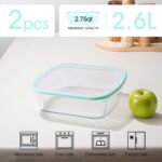 NUTRIUPS 9 x 9 Glass Baking Dish with Lid 2 Pack, Square Baking Pan, Glass Casserole Dish for Oven Dishwasher Safe, Baking Pan for Lasagna, Risotto (Green, 2 Pack, 2.6L) - Image 3
