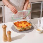 NUTRIUPS 9 x 9 Glass Baking Dish with Lid 2 Pack, Square Baking Pan, Glass Casserole Dish for Oven Dishwasher Safe, Baking Pan for Lasagna, Risotto (Green, 2 Pack, 2.6L) - Image 6