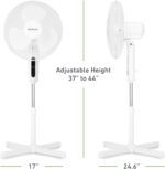 HOLMES 16" Digital Stand Fan, 80° Oscillation, 3 Speeds, 3 Modes, 7.5-Hour Timer, Adjustable Height, 30° Head Tilt, Ideal for Home, Bedroom or Office, Remote Control, White - Image 9