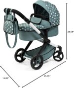 Bayer: Pram Xeo: Stars Green & White - Matching Handbag, Adjustable Handle, Dolls Up to 20", Ages 3+ | Baby Dolls | Dress Up - Image 9